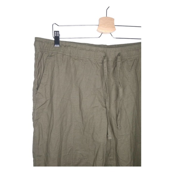 NWT Olive Green Linen Cotton Drawstring Pants Size XL - Picture 3 of 7
